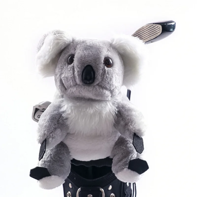 Animal Koala Shaped Golf Club Head Covers for Driver Fairway Putter Headcover Protector Plush Koala Golf Accessories Gray