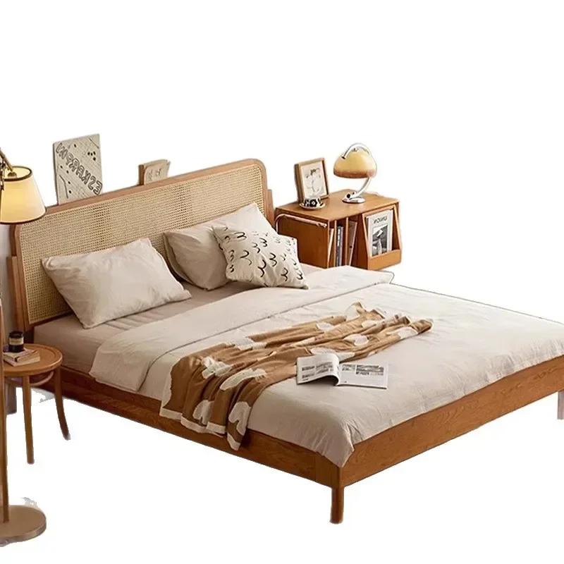 Solid Wood Flush Bed Small Apartment 1.5 Meters Second Bedroom Single Modern Simple 1.8 Meters Master Bedroom Double