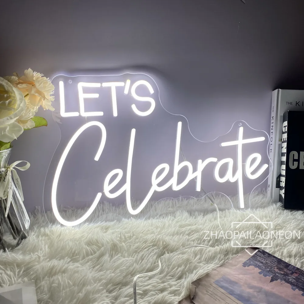 

Let's Celebrate Neon Led Sign Wedding Birthday New Year Party Decoration Wall Hanging Neon Sign Bedroom Room Decor Neon Lights