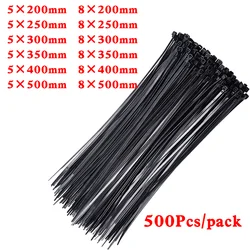 500Pcs/pack Self-locking Plastic Nylon Cable Tie Black 5*300mm Cable Tie Fastening Ring 8*300mm Large Cable Zip Wrap Strap Ties