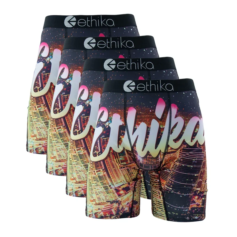 4PCs Ethika Sexy Men Underwear Boxer Shorts Cueca Printed Panties Lingerie Man Underpants Boxershorts Plus Size Boxers Briefs