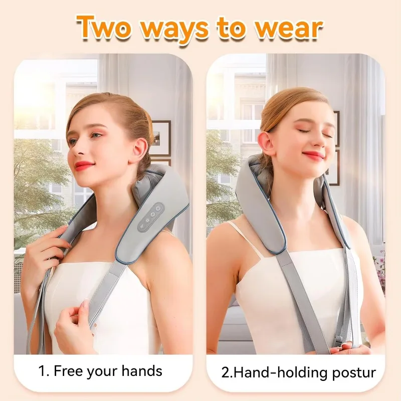 Deep Kneading Neck and Shoulder Massager with Hot 5D Cordless Mini Shiatsu Neck Massager