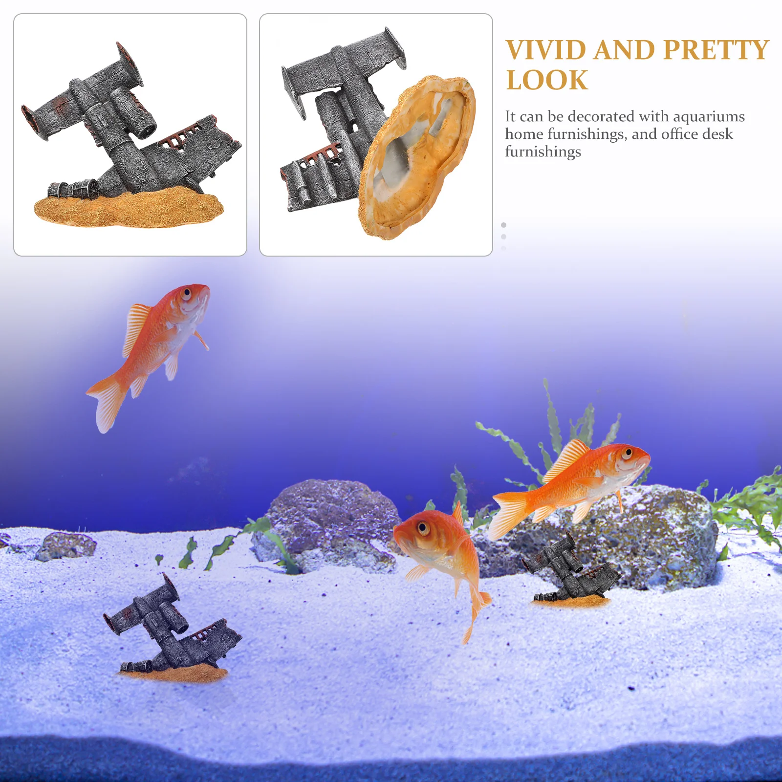 

Resin Aquarium Ornament Fish Tank Decor Supply Handcrafted Wreckage Sculpture Realistic Aquarium Landscaping Decoration for Pond