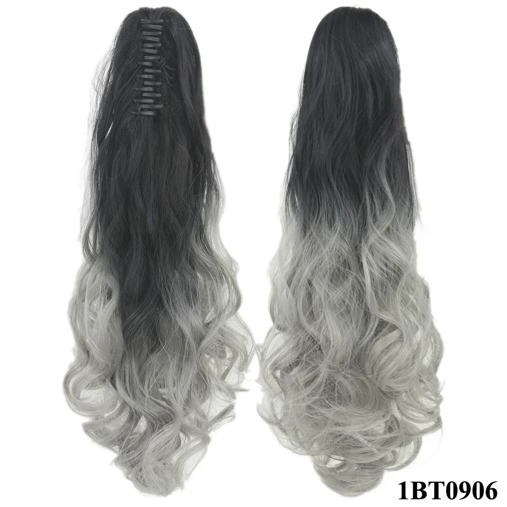 Wavy Black To Blue Ombre Claw Ponytail False Strands Clip In Hair Extension Hairpiece Pony Tail Hair on Hairpins