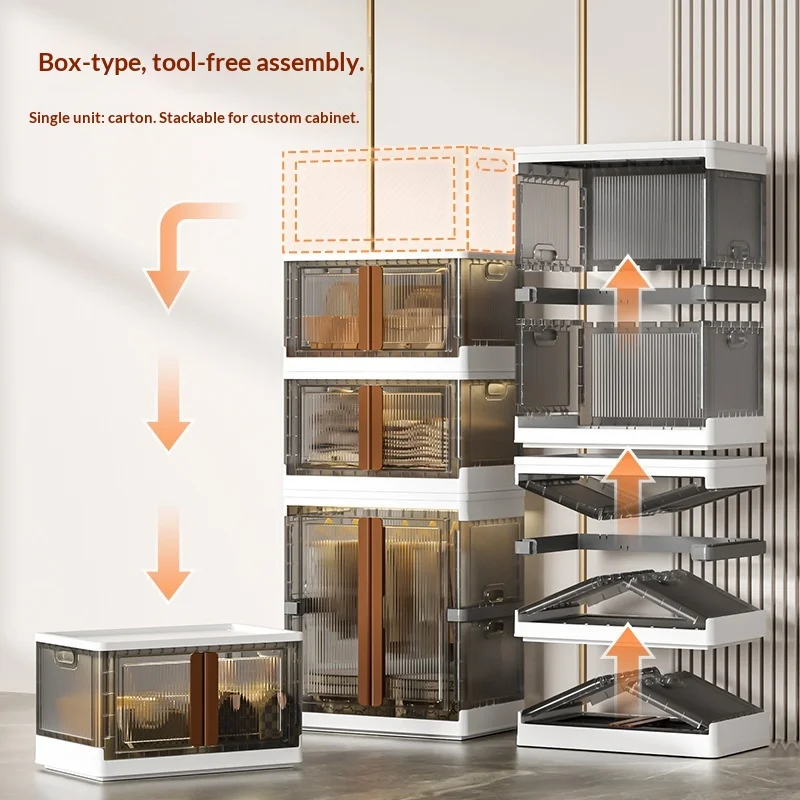 Premium-Kleiderschrank für Kinder aus Kunststoff ohne Montage, großes Fassungsvermögen, faltbar, Aufbewahrungsorganisator für Kleidung, Spielzeug, tragbarer Kindergarten-Schrank