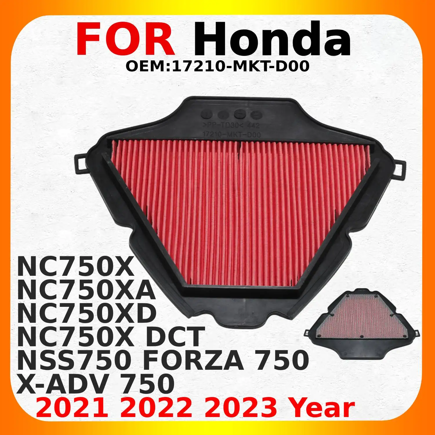 

Воздушный фильтр мотоцикла, элемент воздухоочистителя на впуске, аксессуары для Honda X-ADV 750 NC750X NC750X DCT NC750XA OEM: 17210-MKT-D00
