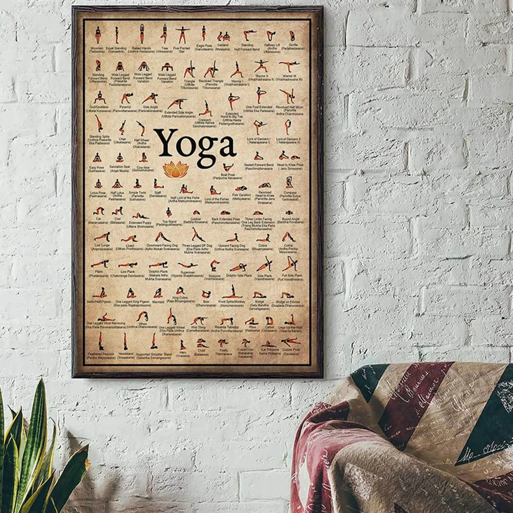 Small Yoga Mat Poster Retro Decor Home Accessory Wall Mural Fitness Bodybuilding