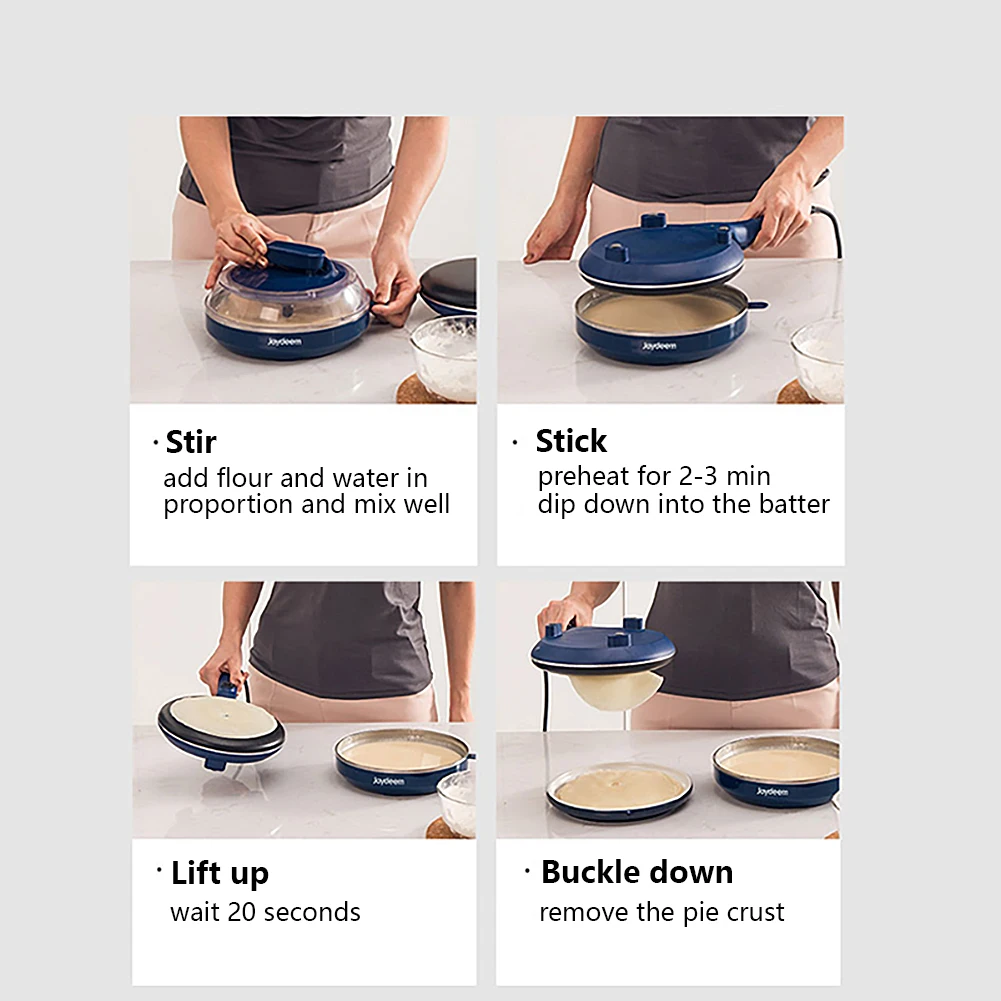 Macchina per crepes elettrica joythem, macchina per Pancake antiaderente con maniglia per il controllo della temperatura, 8 pollici blu, JD-9401B