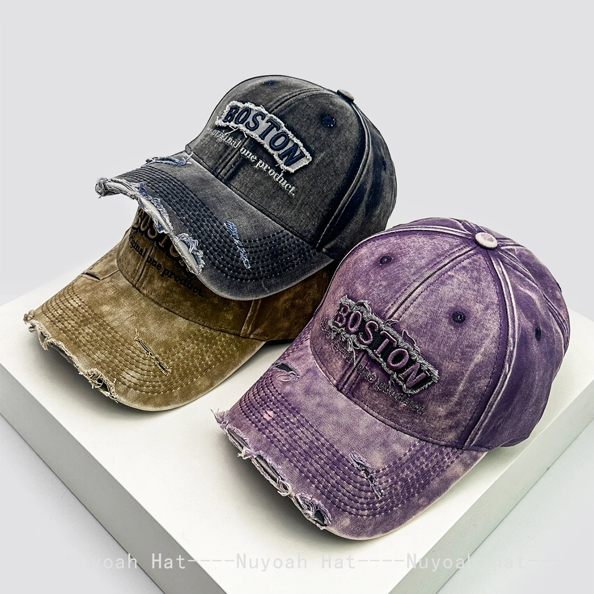 

New Unisex American Vintage Patch Letter Embroidery Baseball Hats Sunshade Broken Style Versatile Personal Peaked Caps Bandhnu