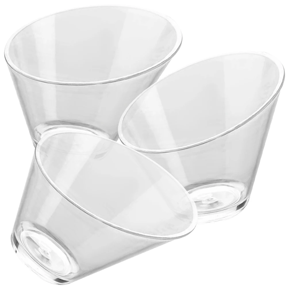 

3pcs Portable Ice Cream Bowls Transparent Salad Dessert Snack Food Container Reusable Plastic Kitchen Fruit Storage Bowl