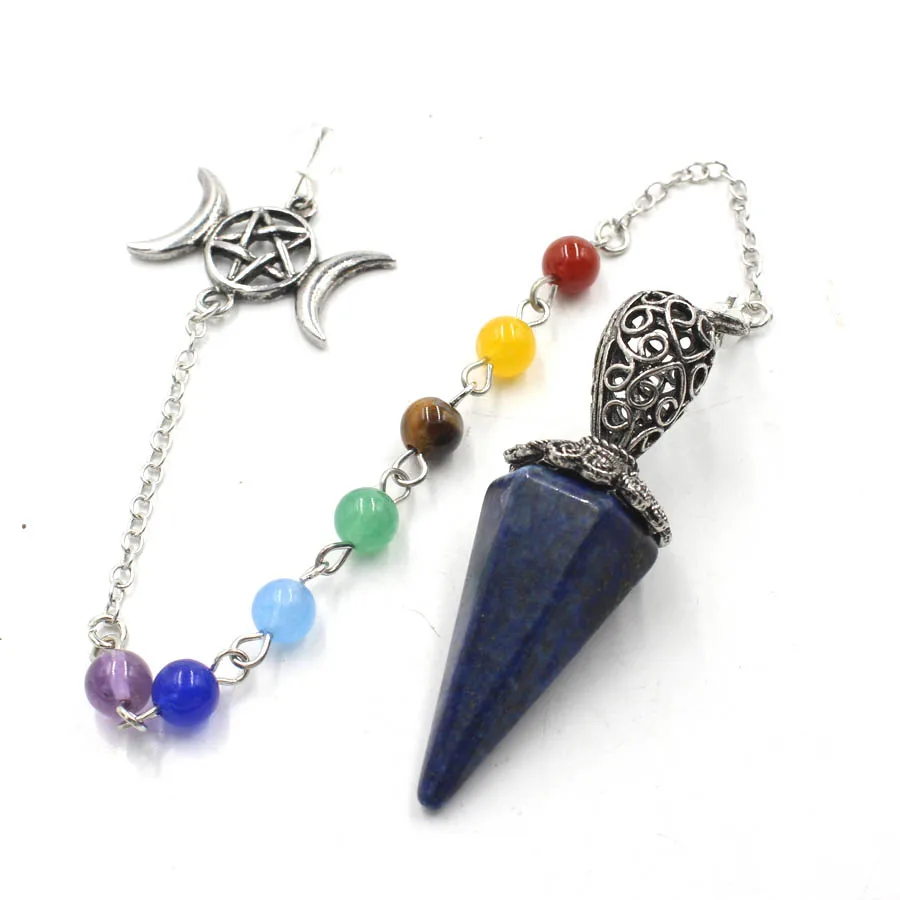 

Wholesale Crystal Pendants Chain Reiki Pendulum Silver Plated Natural Stone Charms Crystal Fashion Jewelry 10pcs