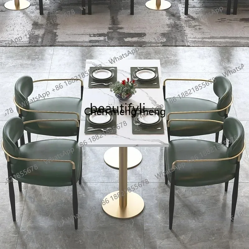 lhy 26 new ZqCoffee Shop Sofa Deck Hotel Restaurant Modern Light Luxury Simple Dining Table, Milk Tea Shop Table and Chair Combi