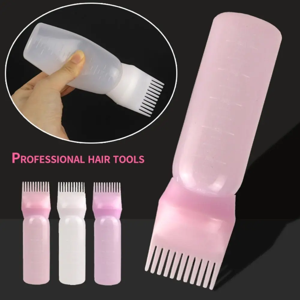Hair Salon Plastic Comb Tooth Bottle 120ML Refillable Hair Dye Bottle Multicolor Shampoo Applicator Bottle Coloring Hair