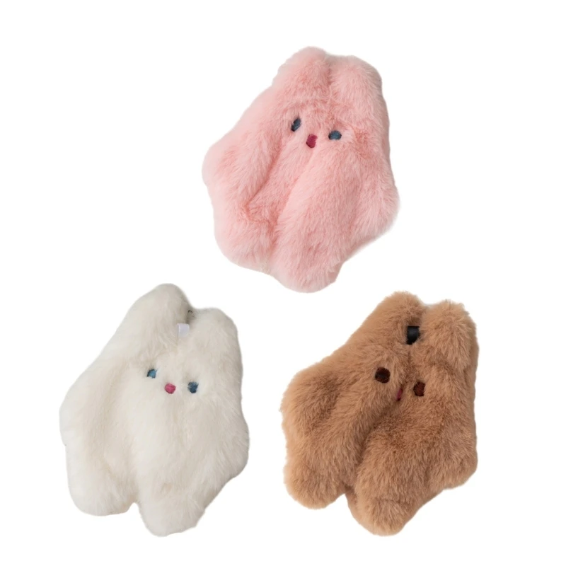 rangement toilette lapin mignon, portefeuille en fourrure, sacs maquillage en peluche douce pour filles