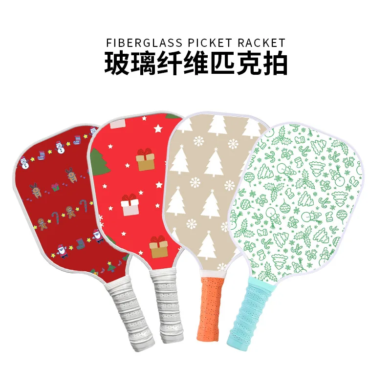 New Christmas‑Themed Fiberglass Pickleball Paddle,Festive Holiday Pattern Pickleball Racket for Outdoor Sports Recreation Game