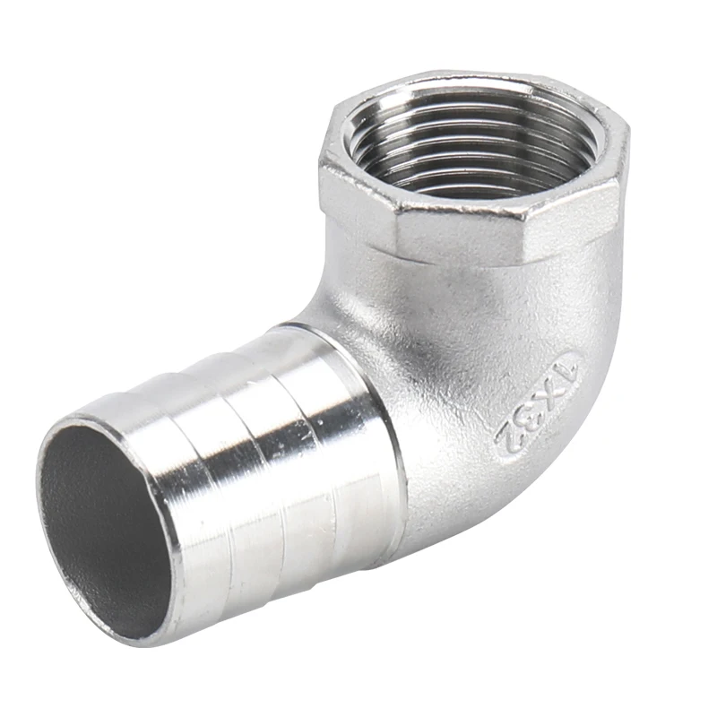 15 20 25 32mm króciec do węża kolei do 1/2 "3/4" 1 "BSPT kobieta 304 ze stali nierdzewnej 90 stopni złącze do łączenia rur kolankowych domu ogród