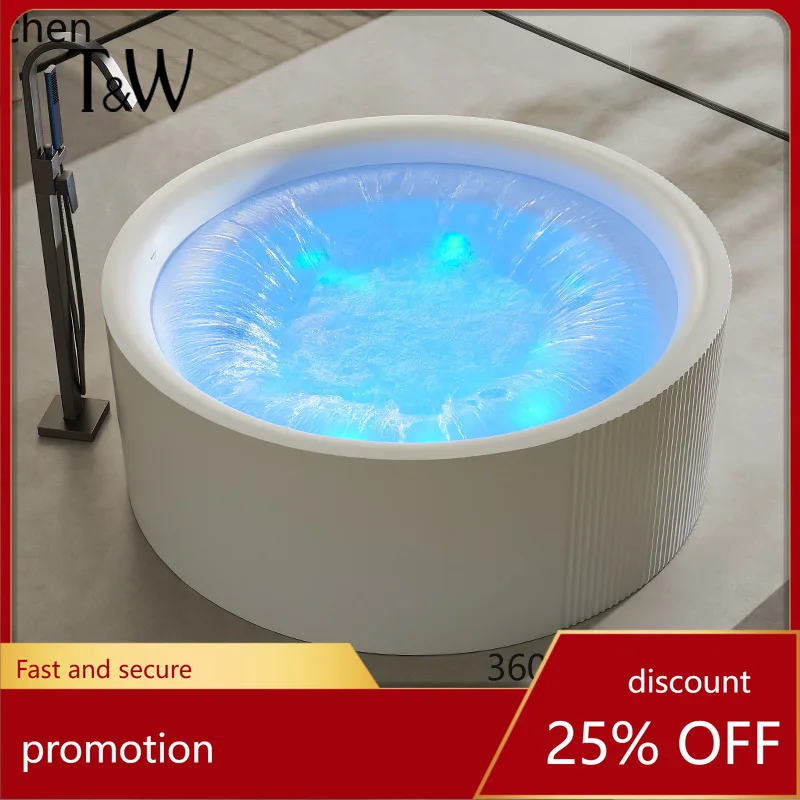 

HXL Acrylic Massage Bathtub Freestanding Waterfall Surf Bubble Round