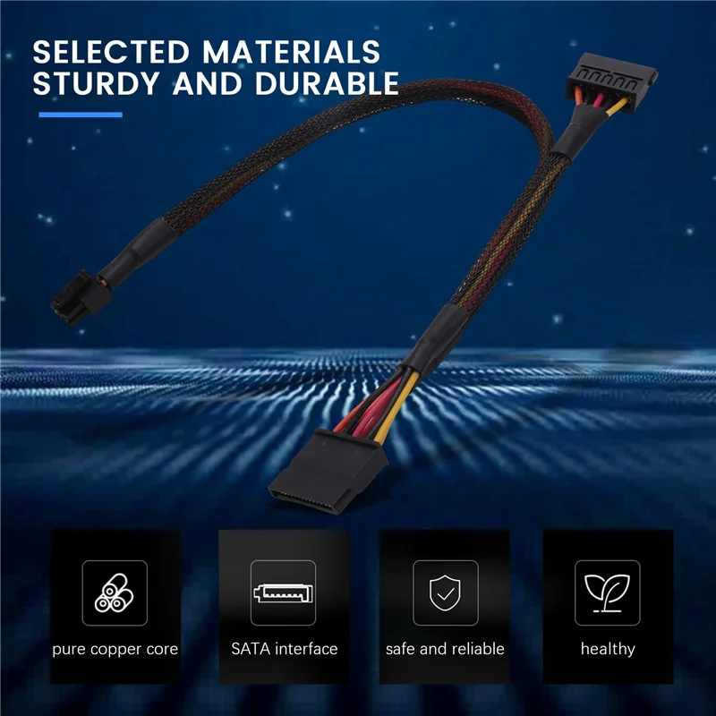 Câble d'alimentation Mini SATA, 6 broches vers 15 broches X2, pour DELL Tystro 3650 3653 3655 ordinateur de bureau HDD SSD 6 000