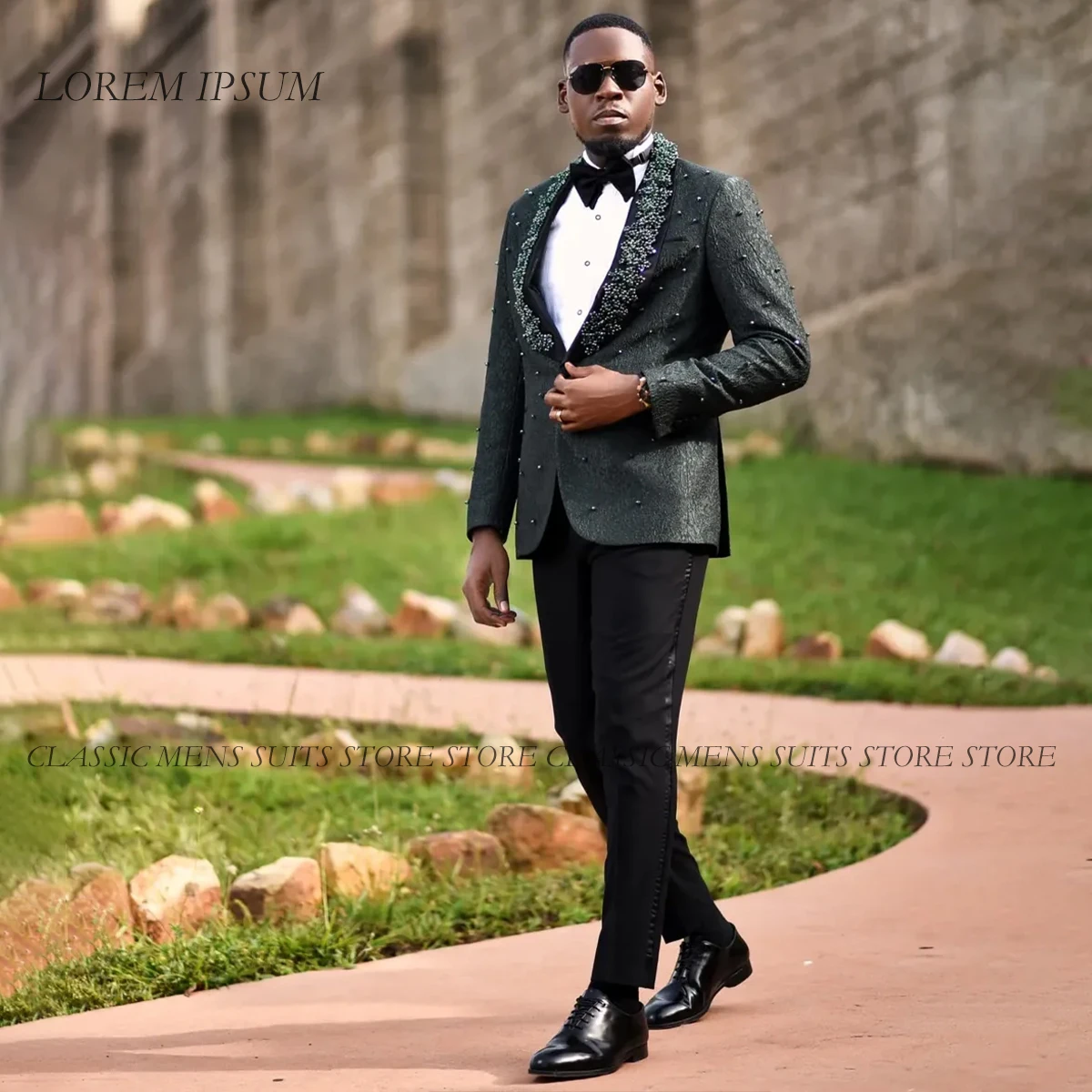 

Customized Luxury Crystal Men Suits Diamond 2 Pieces Sets Male Prom Blazer Slim Fit Groom Tuxedos Wedding trajes para hombre