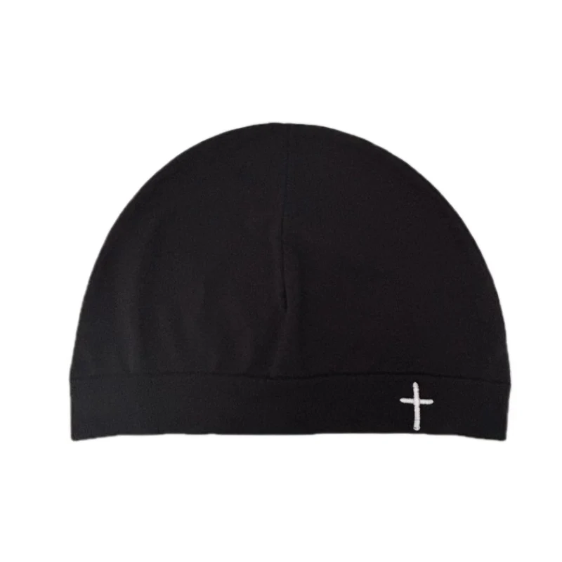 Cross Embroidered Skull Cap Thin Beanie Soft Breathable Stretch Hat for Men Women Casual Streetwear Travel Outdoor All Season
