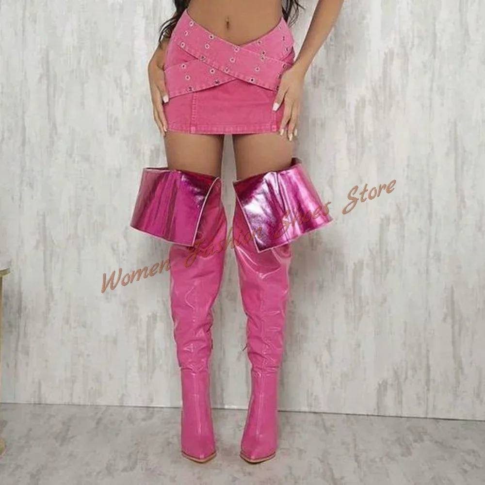 

Pink Side Zipper Over the Knee Boots Thin High Heels Pointed Toe High Heel Shoes for Women Heels 2025 New Zapatos Para Mujere