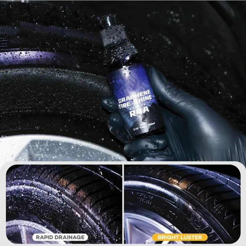 Tire Coating Lasting Glossy Tire Shine 100ml Car Tire Coating Stain Remover Shine For High Gloss Shine Black Brightener Renewal