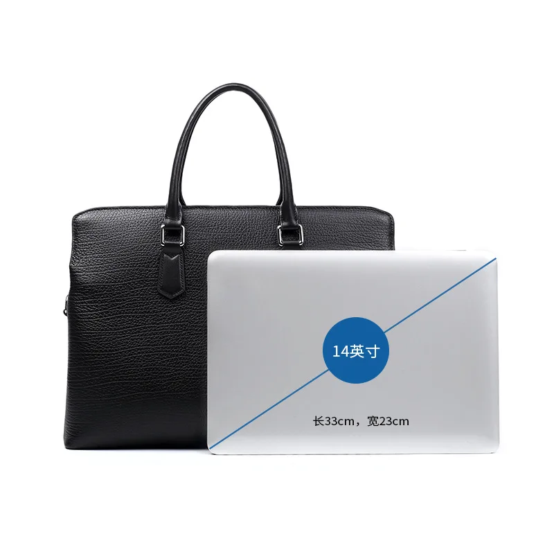 Simple Briefcase Genuine Leather Business Commuter Handbag Fashion Trendy Men's Luxury Leather Briefcases Men Bag Brief Case