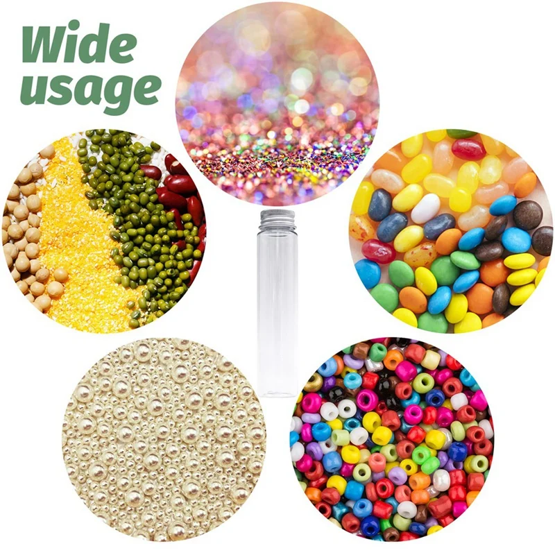 Tubes à essai en plastique transparent avec bouchons, fond plat, sel de bain, beaucoup pour bonbons, gumball, 110ml, 24 pièces