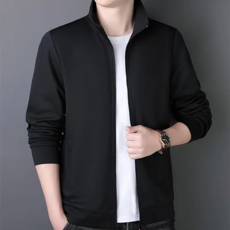 Spring and Autumn Men's Stand up Collar Cardigan Sweatshirt Jacket Loose Large Size Anti Dirty and Wear Resistant Outdoor Work C