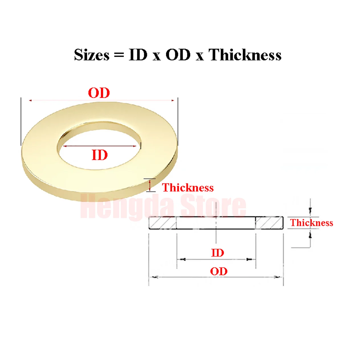 Solid Brass Flat Washer M2 M2.5 M3 M4 M5 M6 M8 M10 M12 M14 M16 M18 M20 M22 M24 Brass Plain Gasket Shim Pad Seal Ring Spacers