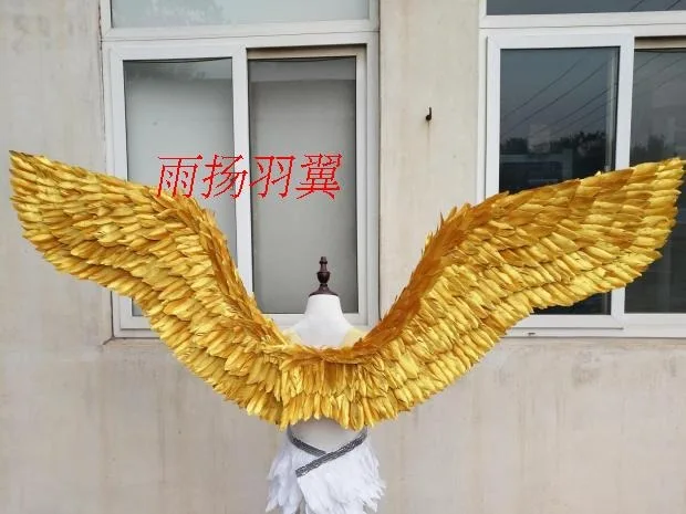 

Рождественская мода, реквизит для косплея для украшения свадебной вечеринки, для взрослых, большие перья, крылья ангела, золотые крылья птицы