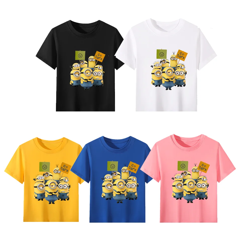 

Minions Group Character Display Kids Cotton T Shirt Fun Team Theme Comfortable Casual Clothing for Boys and Girls Daily Wear