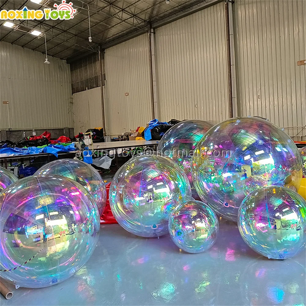 Commercial Advertisement Decoration Rainbow Inflatable Mirror Ball Hanging Balloon For Wedding Stage Show Party Bar Restaurant