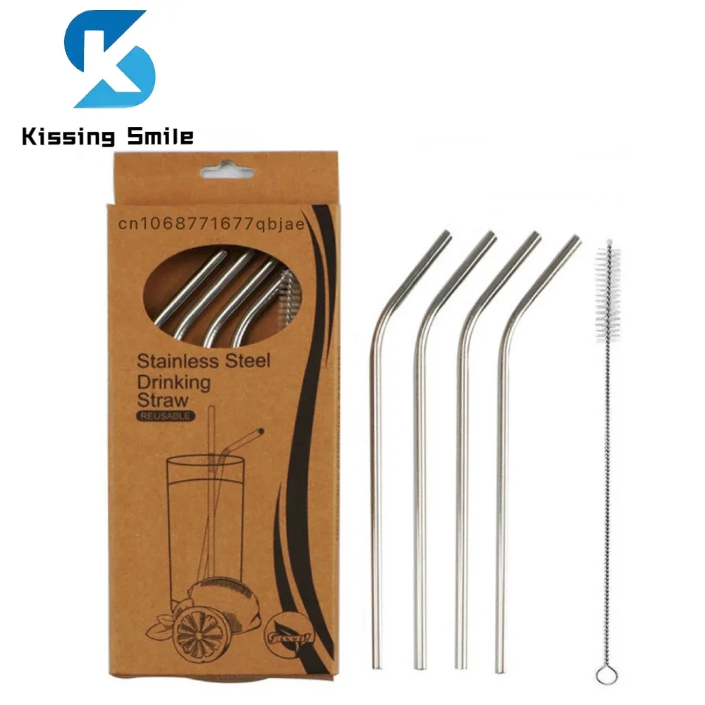 Drinking Reusable Straw Stainless Steel 5pcs Gift Set Cocktail Smoothie Bar Metal Straws Eco-Friendly Wide 6mm Cleaning Brush