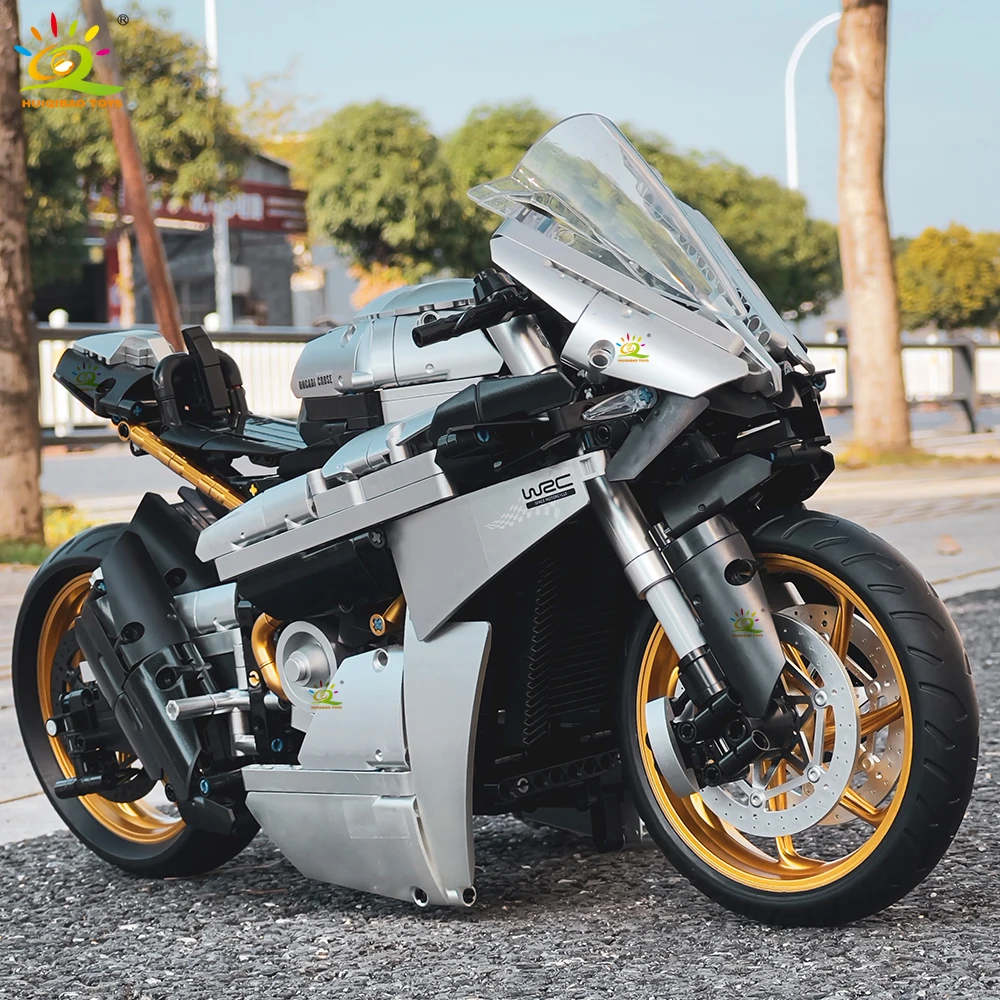 HUIQIBAO MOC 1641PCS 1:5 motorcycle Model Building Blocks Technical Motorbike Bricks Toy for Adult Moto Collection Ornaments