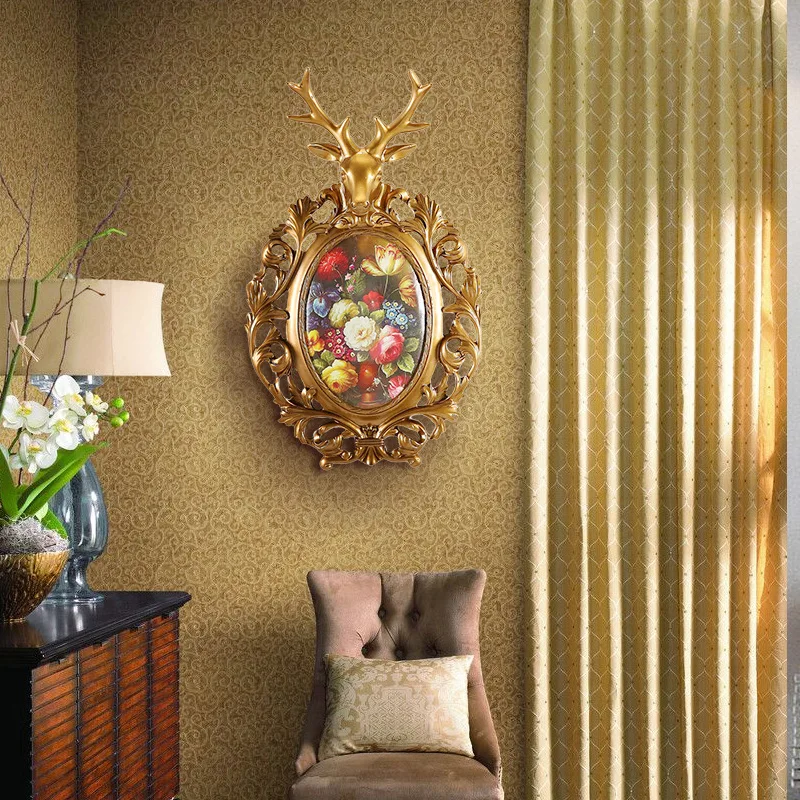 Living room pendant, elk jewelry decoration, porch hanging wall items, European lucky deer head wall decoration, retro pendant