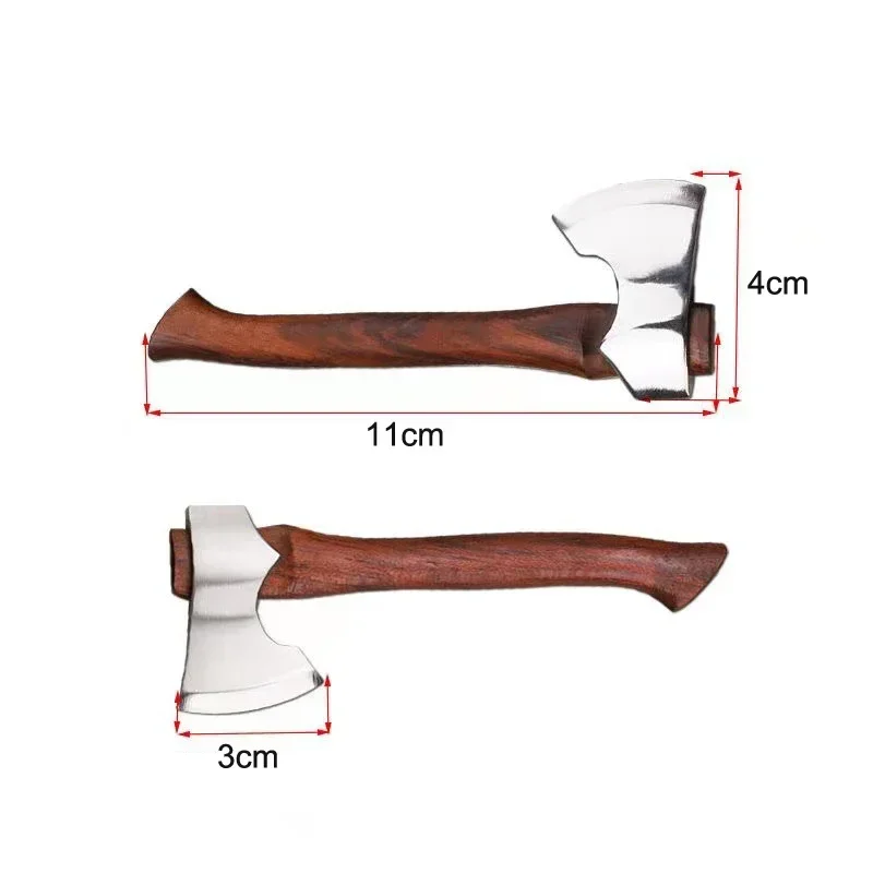 Stainless Steel Mini Sharp Axe Wood Handle Fixed Blade EDC Knife Outdoor Camping Utility Pocket Knife Hand Tools for Survival