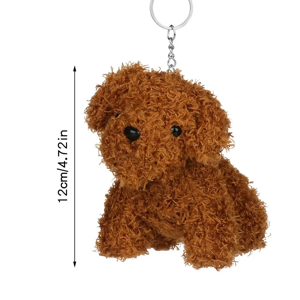 Cute Bag Charm Poodle Doll Key Chain Ring Pendant Simulation Dog Plush Toys DIY Accessories