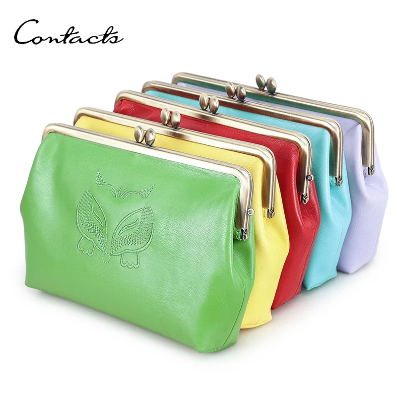 

CONTACT'S Genuine Leather Cool Fox Design Handheld Wallet for Women Colorful Luxury Designer Casual Travel Purse Wallets