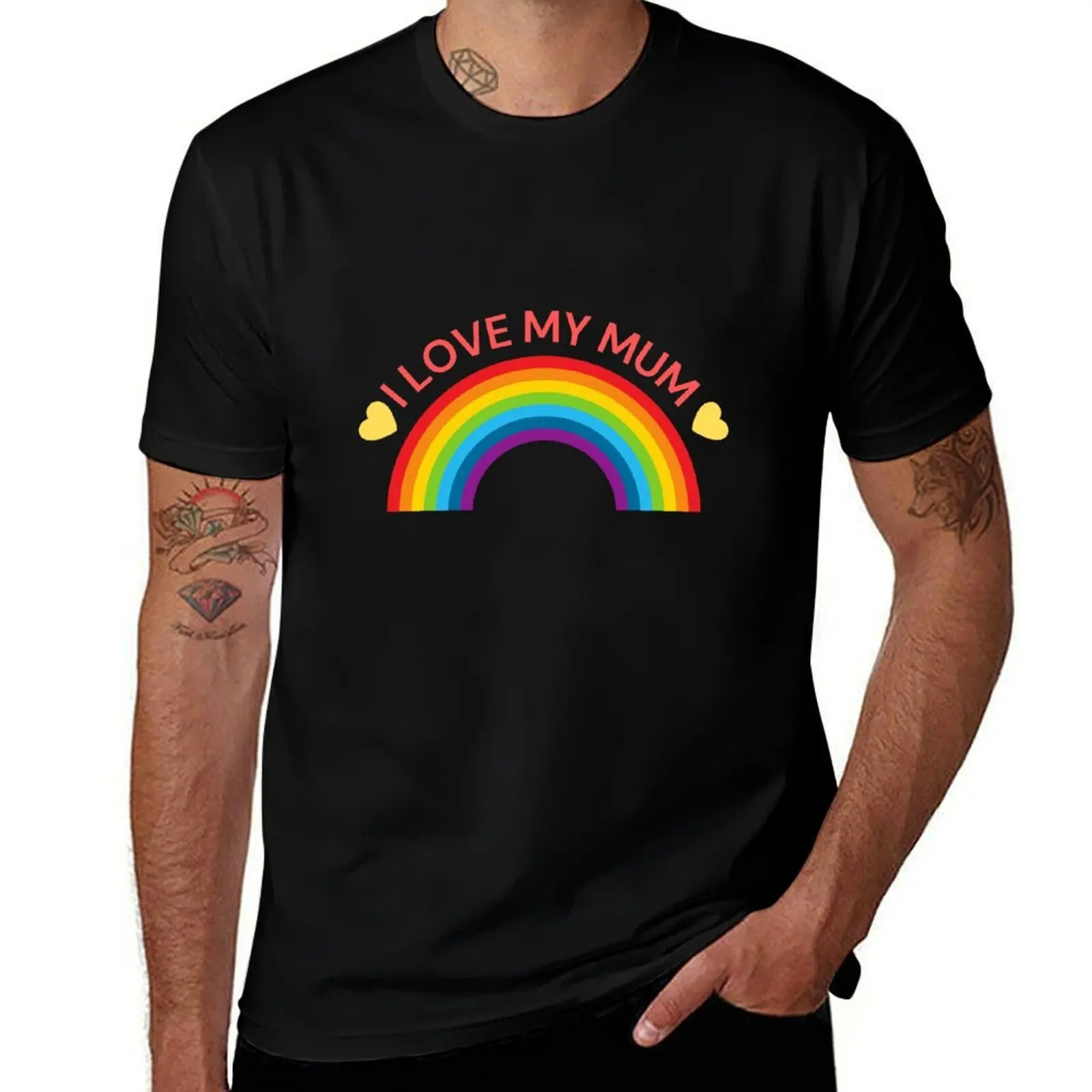 

I Love My Mum Rainbow T-Shirt anime t shirts oversize cotton tshirt 100% t shirt custom print T-Shirt