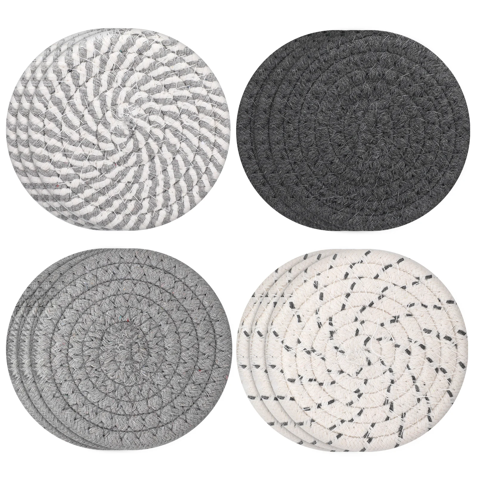 

12 Woven Absorbent Farmhouse Office Fabric Drink Woven Set Fabric Coasters Home Patio Beverage Cup Cotton Accessories