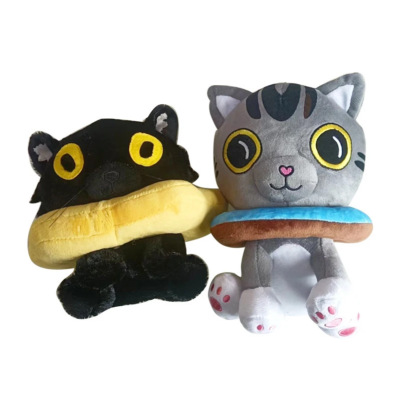 Hot Nieuwe Grappige Dier Zwart Grijze Kat Mooie Anime Game Film Karakter Randapparatuur Knuffels Leuke Plushie Gevulde Pop Ornament