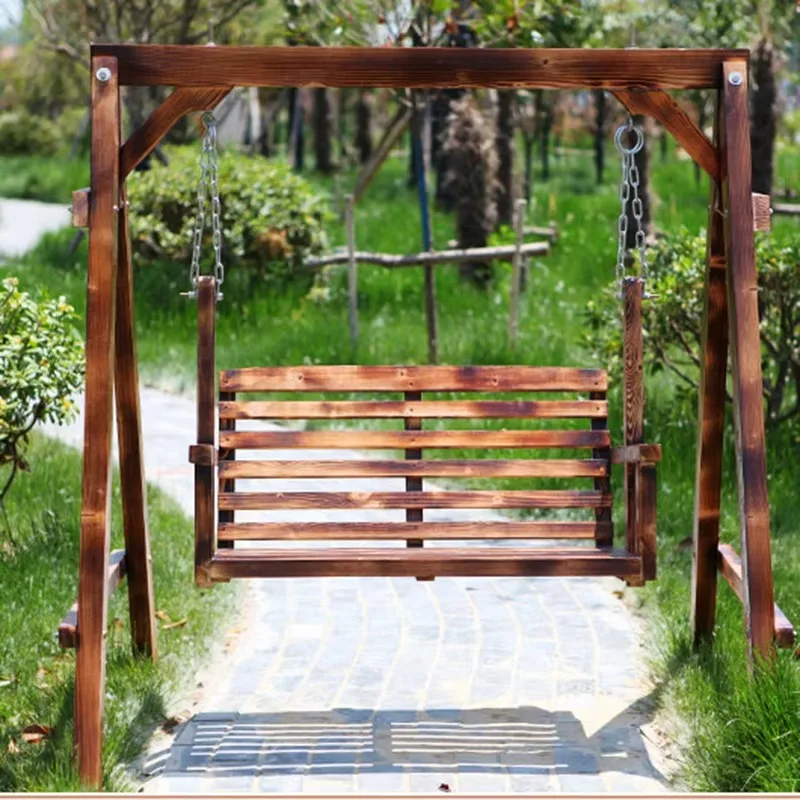 Cheap Luxury Holiday Antique Garden Leisure 2 Seater Garden Swing Sets Hanging Wooden Swing Adults Outdoor Wooden Patio Swings