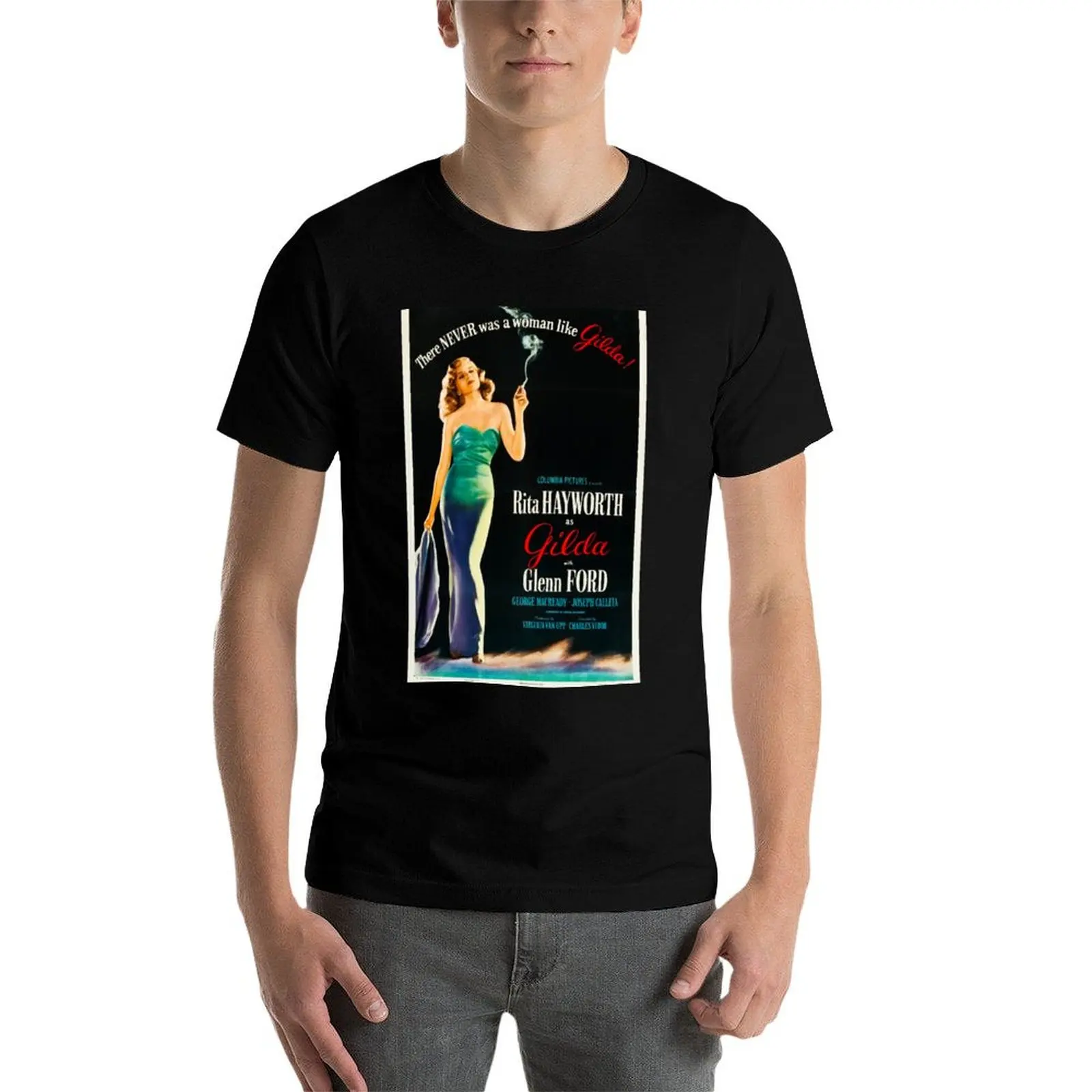 المسرحية لملصق هايوورث شخصية الإصدار قميص رجل تي شيرت مطبوعة تي تي جيلدا (1946) ريتا ستارينج القمصان