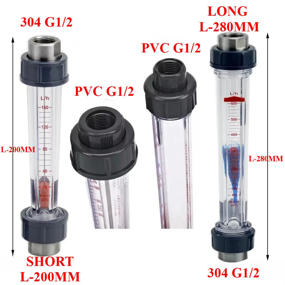 LZS-15 25-250L/H Flow Meter Plastic Tube Type Water Rotameter Liquid Flowmeter Measuring Tools for Chemical Light