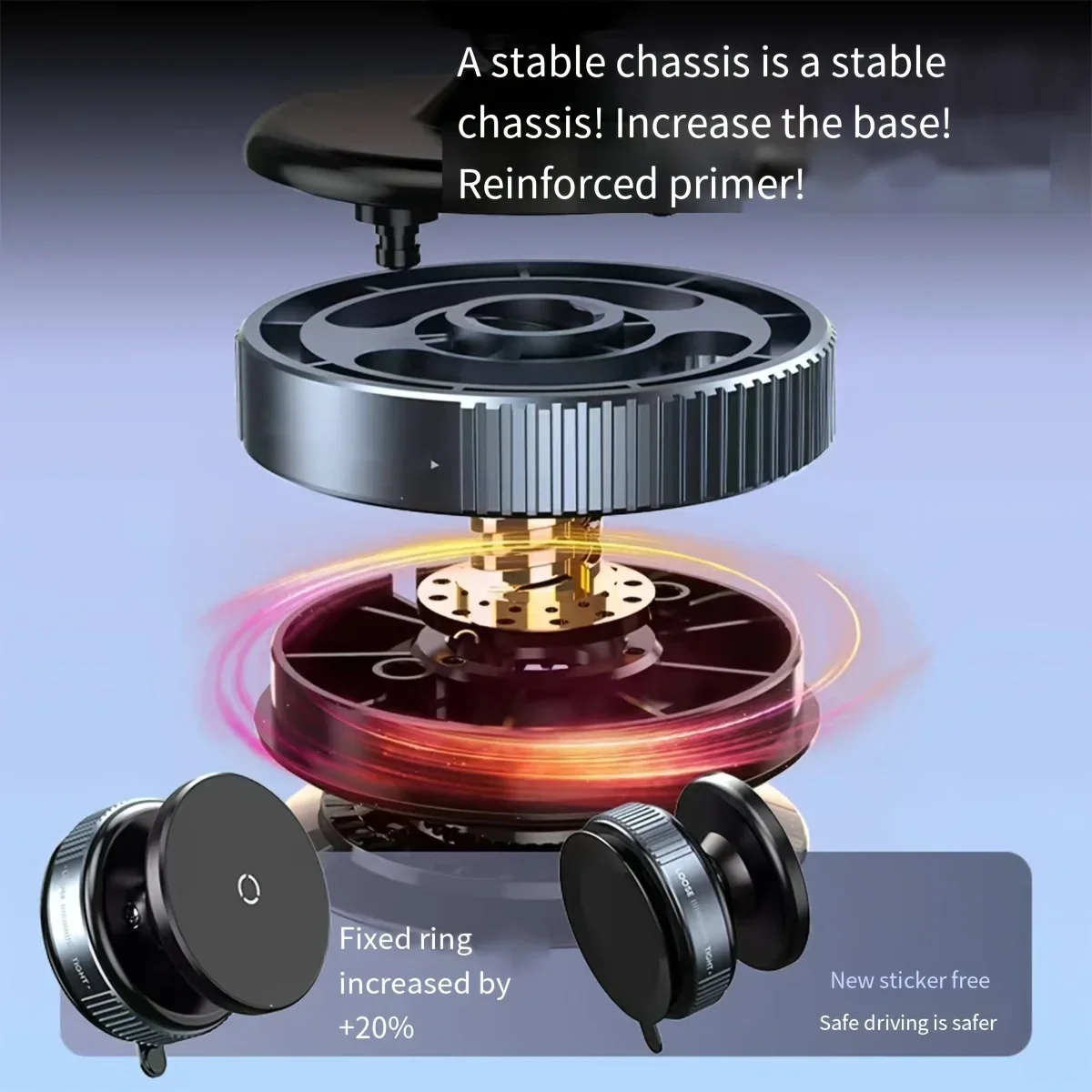 utton Exhaust Vacuum Magnetic car Phone Holder - Portable, Easy to Use Strong Suction Foldable & Stretchable Dual-Sided Adhesion image 5