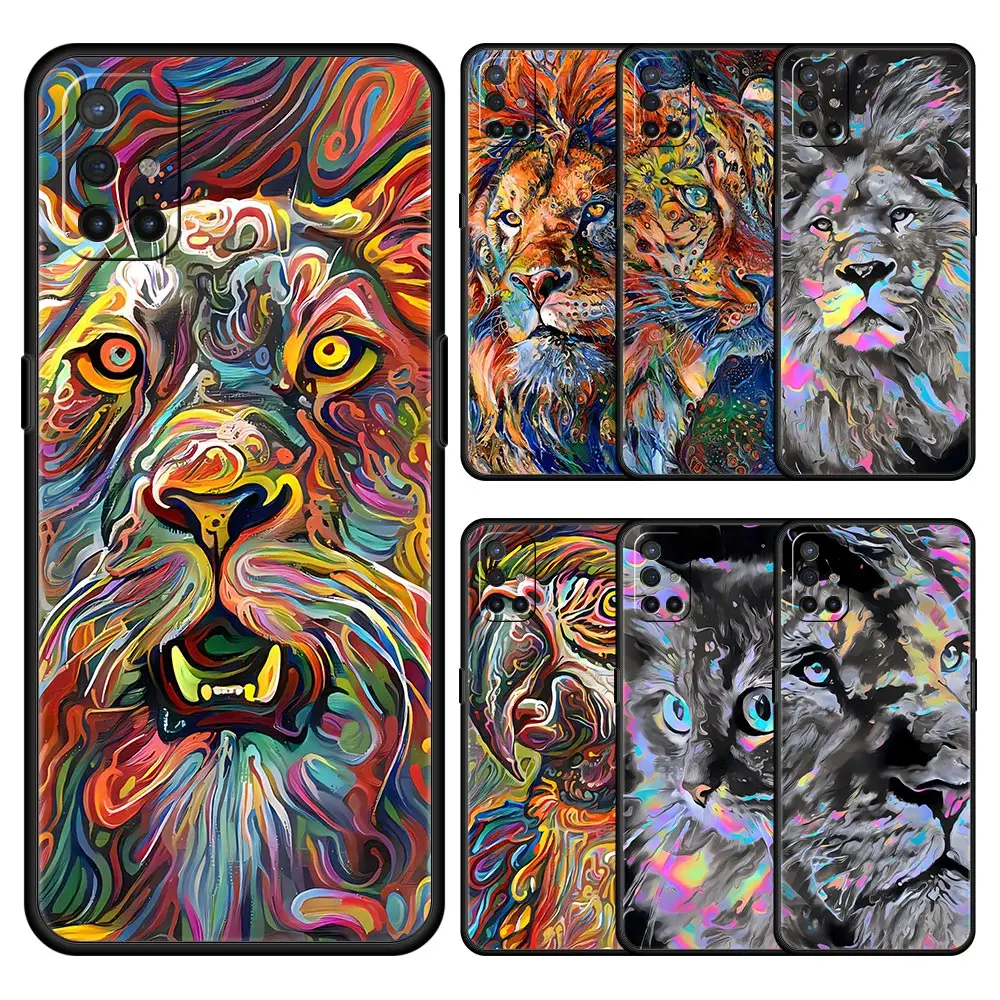 Abstract Surreal Animal Lion Phone Case For OnePlus 10 9 Pro 9T 9R 9RT 8T 8 7 6T 7T Nord 2 CE N200 N10 5G N100 Silicone Cover