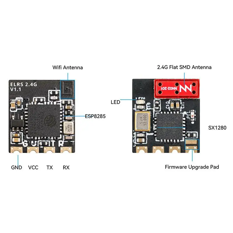 Receptor ELRS Lite de 2,4 GHz, antena Dual de largo alcance para drones FPV, antena de torre/plana con baja latencia, fácil encuadernación para DronRacing