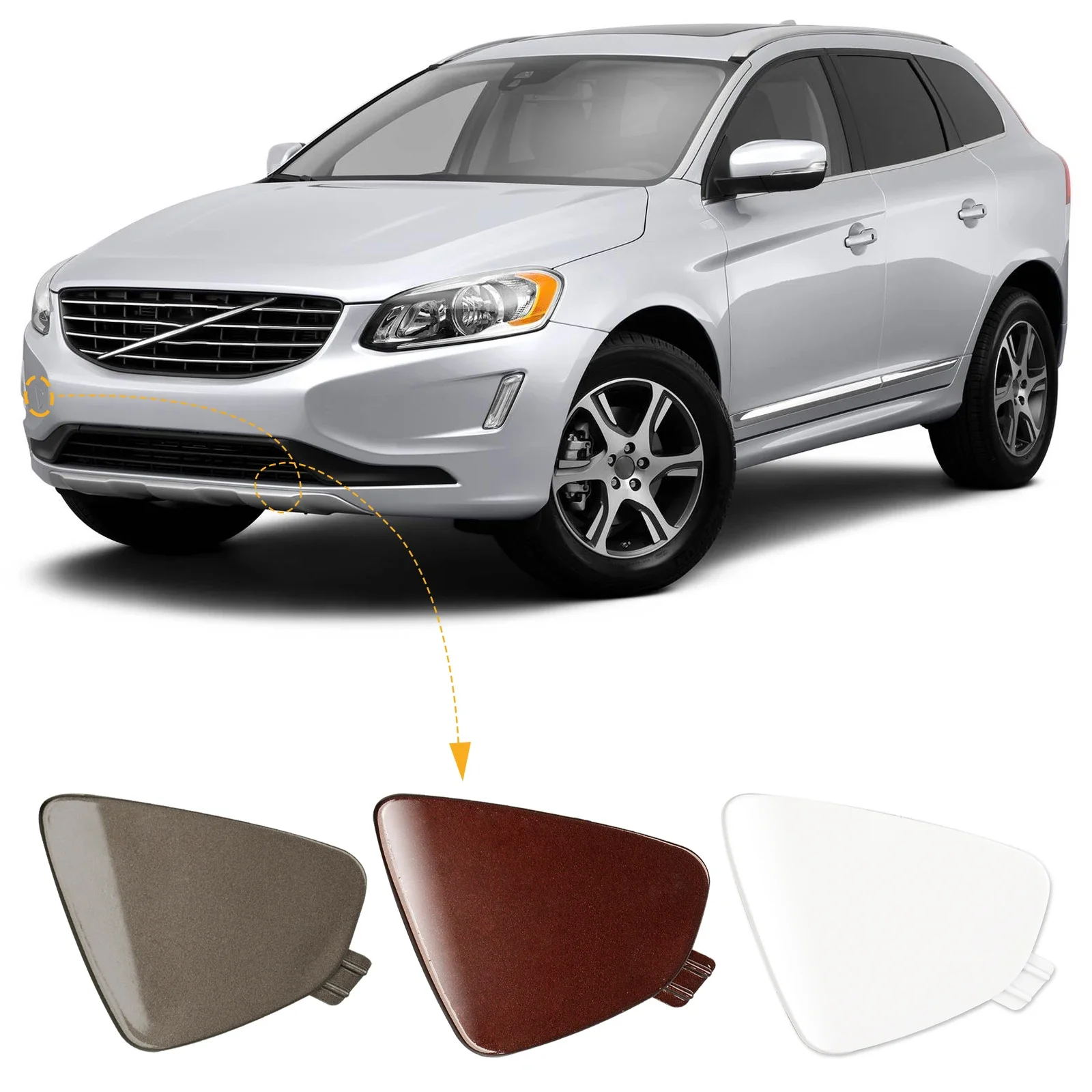 

Front Bumper Tow Hook Cap Towing Eye Cover For VOLVO XC60 2014-2017 31323767 31323767-2 398215624 Right Passenger Side