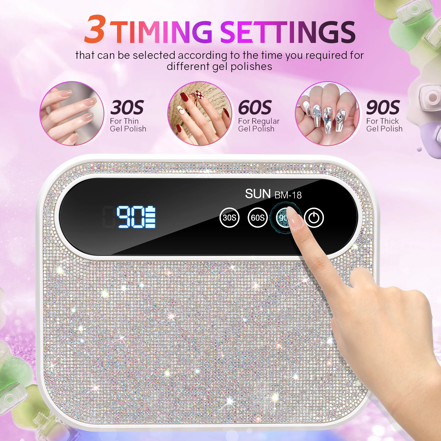 قابلة للشحن 168 واط مسمار تجفيف مصباح مع 3 الموقتات إعداد مسمار مصباح المهنية 42 المصابيح لجل طلاء الأظافر مسمار أداة فنية